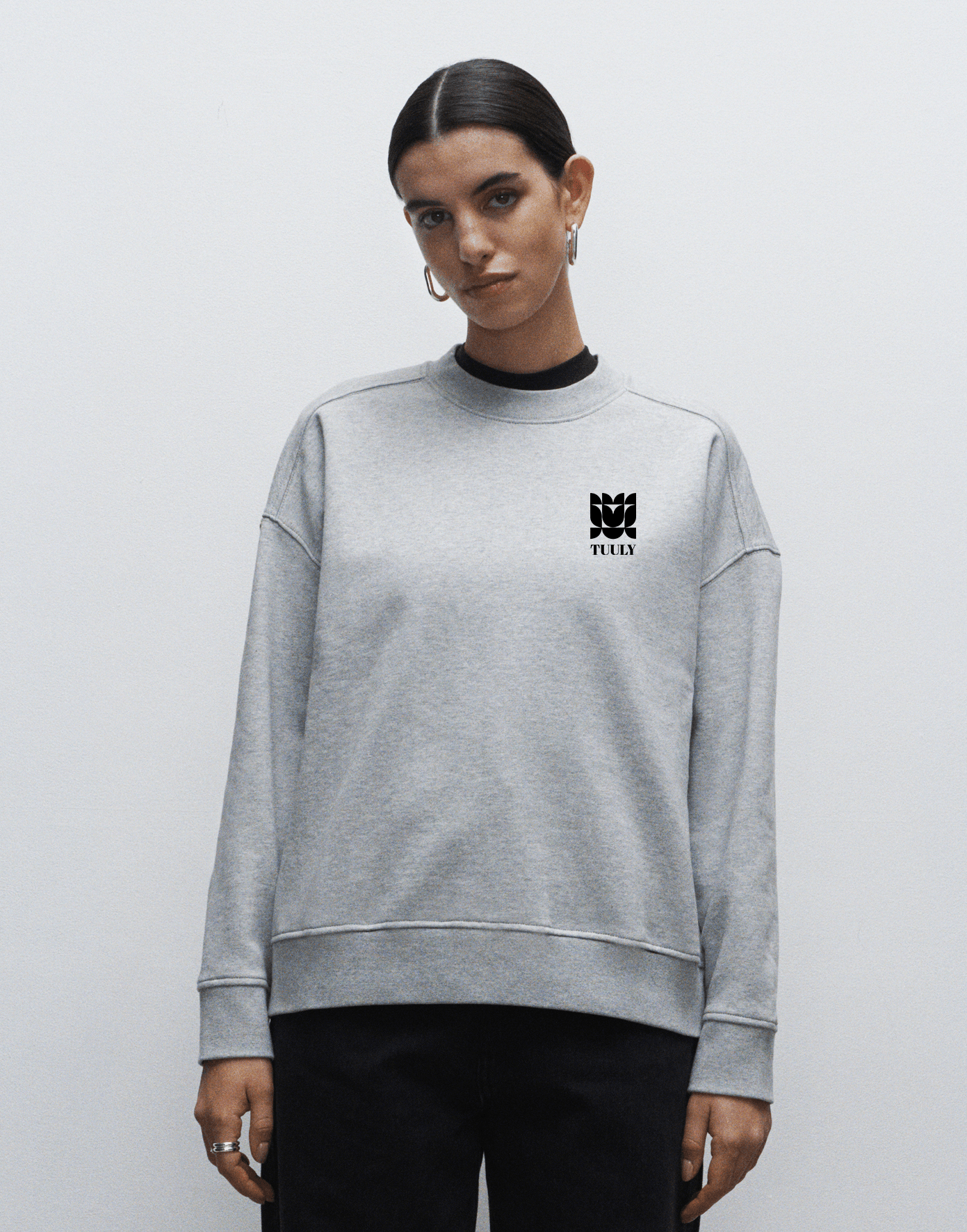 womens oversized sweatshirt gris chiné